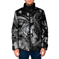 Personalised Maori Romantic Valentine Padded Jacket The Hongi Kiss Black Galaxy DT05 Men Black - Polynesian Pride