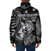 Personalised Maori Romantic Valentine Padded Jacket The Hongi Kiss Black Galaxy DT05 - Polynesian Pride