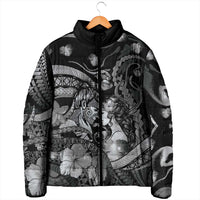 Personalised Maori Romantic Valentine Padded Jacket The Hongi Kiss Black Galaxy DT05 - Polynesian Pride