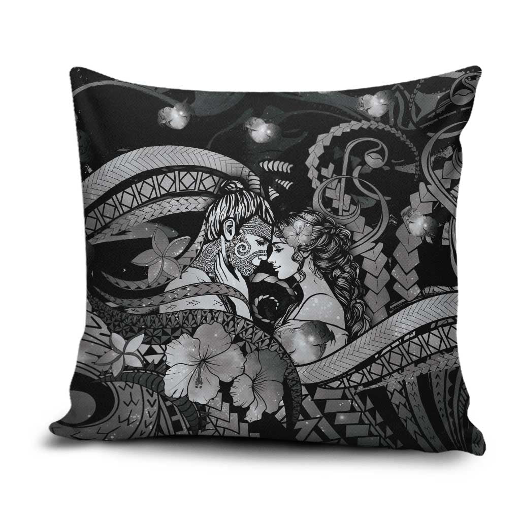 Maori Romantic Valentine Pillow Cover The Hongi Kiss Black Galaxy DT05 Black - Polynesian Pride