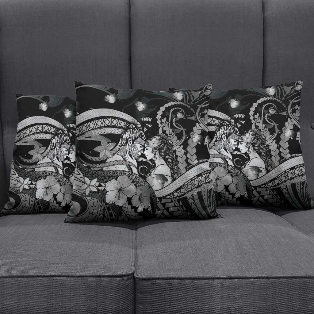 Maori Romantic Valentine Pillow Cover The Hongi Kiss Black Galaxy