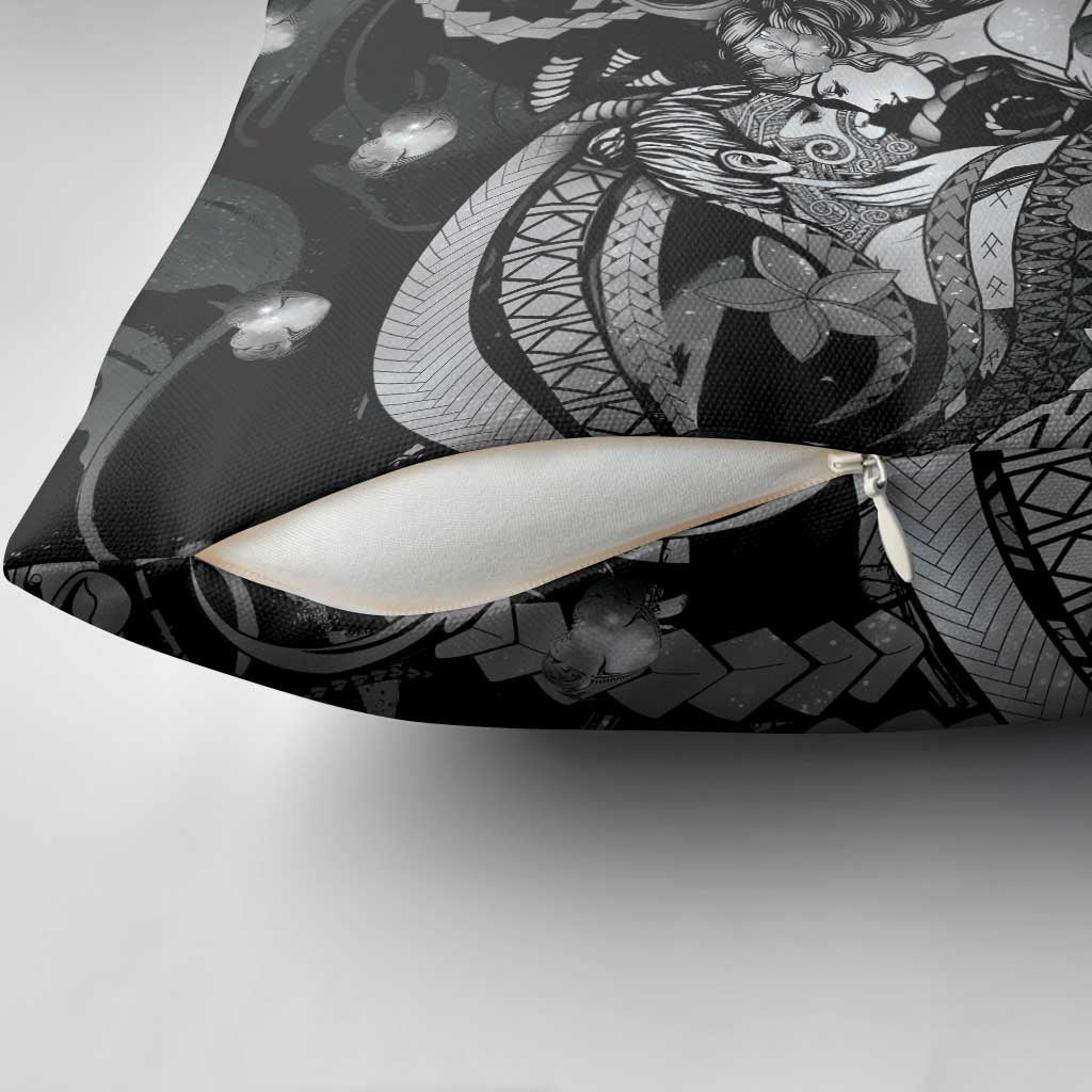 Maori Romantic Valentine Pillow Cover The Hongi Kiss Black Galaxy