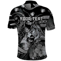 Personalised Maori Romantic Valentine Polo Shirt The Hongi Kiss Black Galaxy DT05 - Polynesian Pride