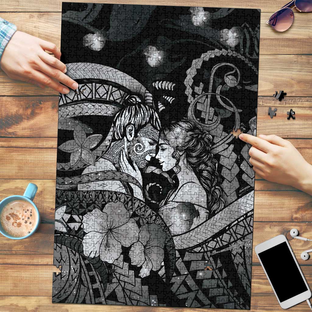 Maori Romantic Valentine Puzzle The Hongi Kiss Black Galaxy DT05 Black - Polynesian Pride