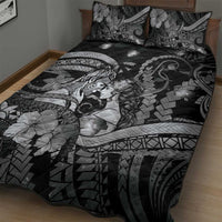 Maori Romantic Valentine Quilt Bed Set The Hongi Kiss Black Galaxy DT05 - Polynesian Pride