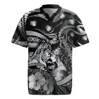 Personalised Maori Romantic Valentine Rugby Jersey The Hongi Kiss Black Galaxy DT05 Black - Polynesian Pride