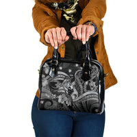 Maori Romantic Valentine Shoulder Handbag The Hongi Kiss Black Galaxy