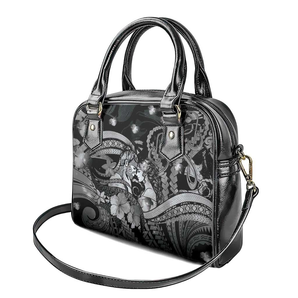 Maori Romantic Valentine Shoulder Handbag The Hongi Kiss Black Galaxy