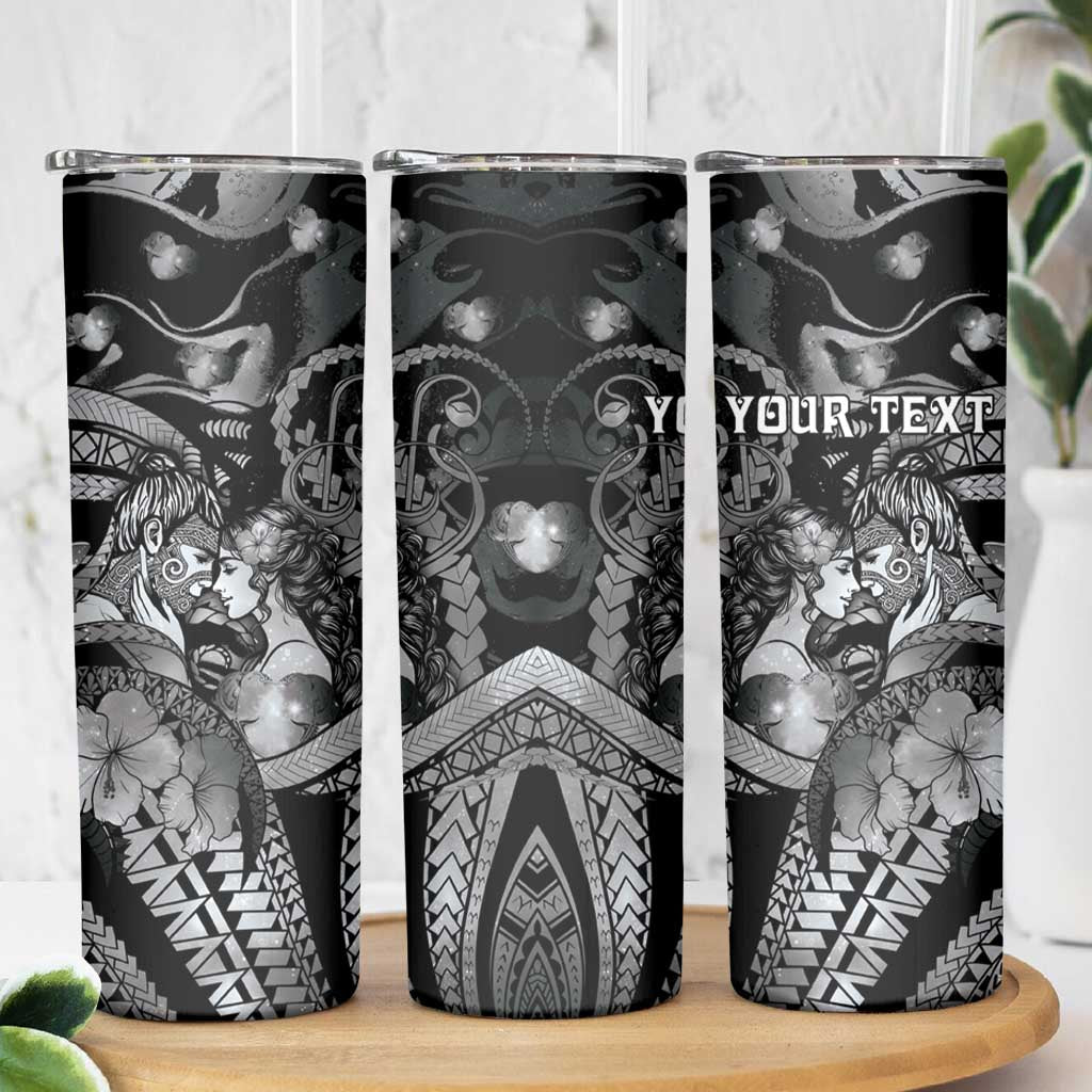 Personalised Maori Romantic Valentine Skinny Tumbler The Hongi Kiss Black Galaxy