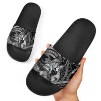 Maori Romantic Valentine Slide Sandals The Hongi Kiss Black Galaxy