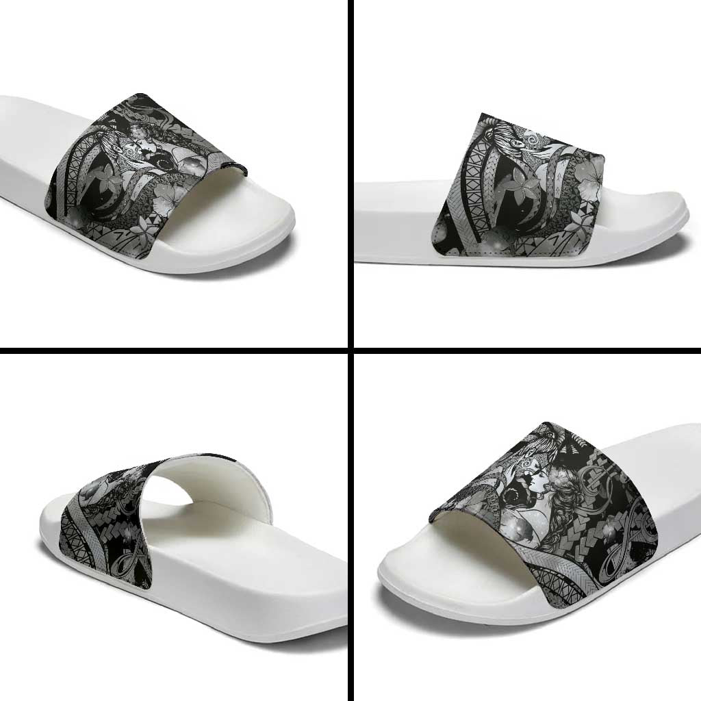 Maori Romantic Valentine Slide Sandals The Hongi Kiss Black Galaxy
