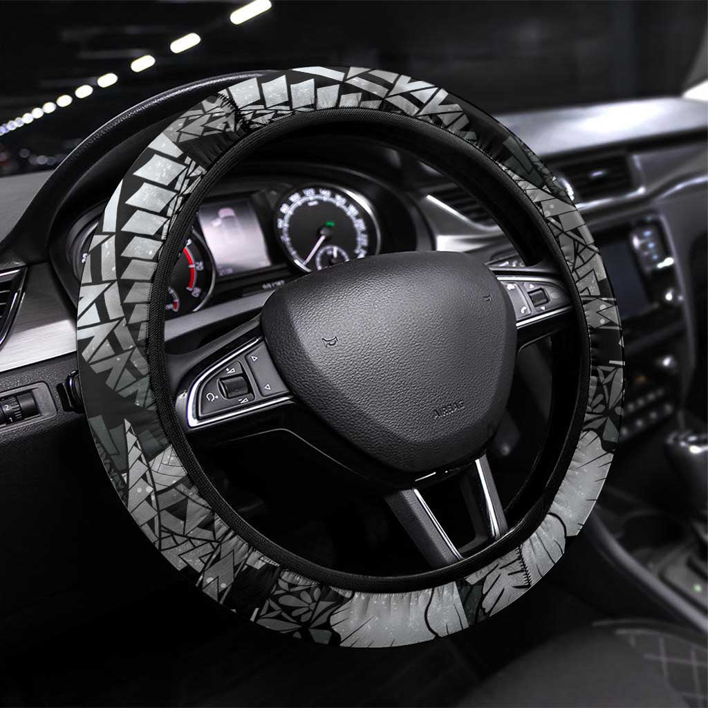 Maori Romantic Valentine Steering Wheel Cover The Hongi Kiss Black Galaxy DT05 Universal Fit Black - Polynesian Pride