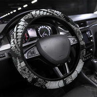 Maori Romantic Valentine Steering Wheel Cover The Hongi Kiss Black Galaxy DT05 Universal Fit Black - Polynesian Pride