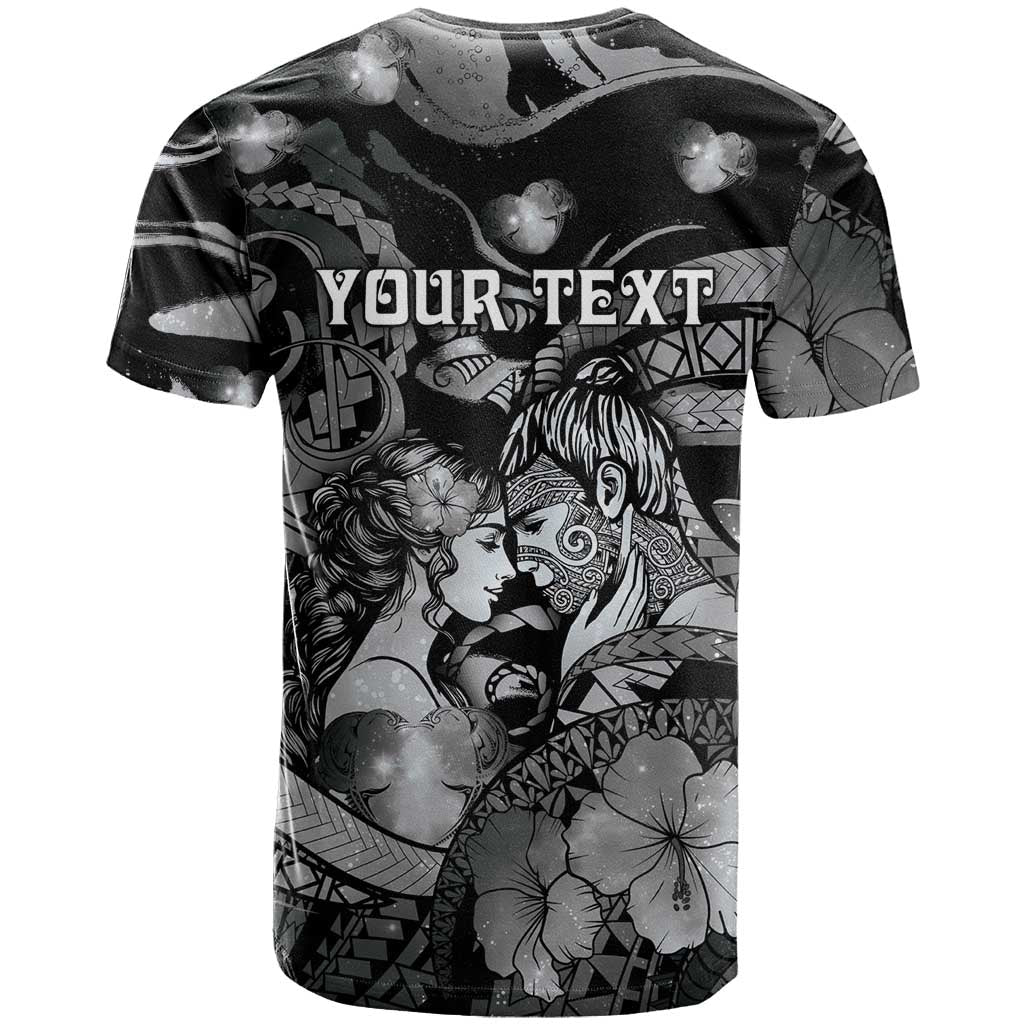 Personalised Maori Romantic Valentine T Shirt The Hongi Kiss Black Galaxy DT05 - Polynesian Pride