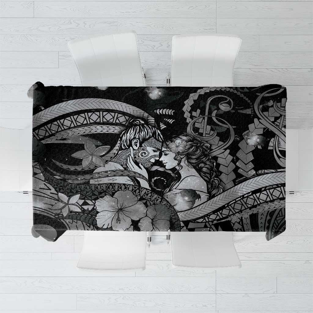 Maori Romantic Valentine Tablecloth The Hongi Kiss Black Galaxy DT05 Black - Polynesian Pride