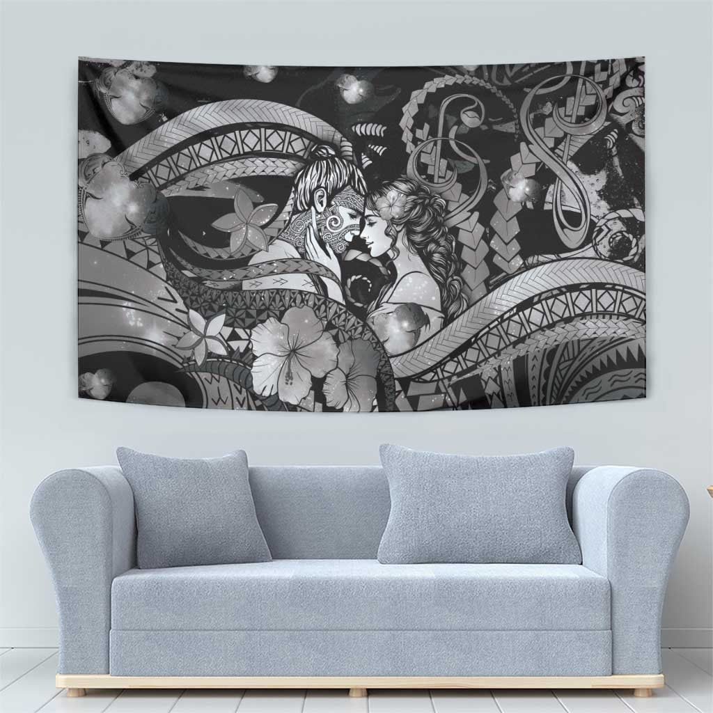 Maori Romantic Valentine Tapestry The Hongi Kiss Black Galaxy DT05 - Polynesian Pride