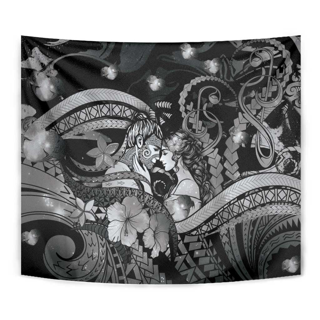 Maori Romantic Valentine Tapestry The Hongi Kiss Black Galaxy DT05 - Polynesian Pride