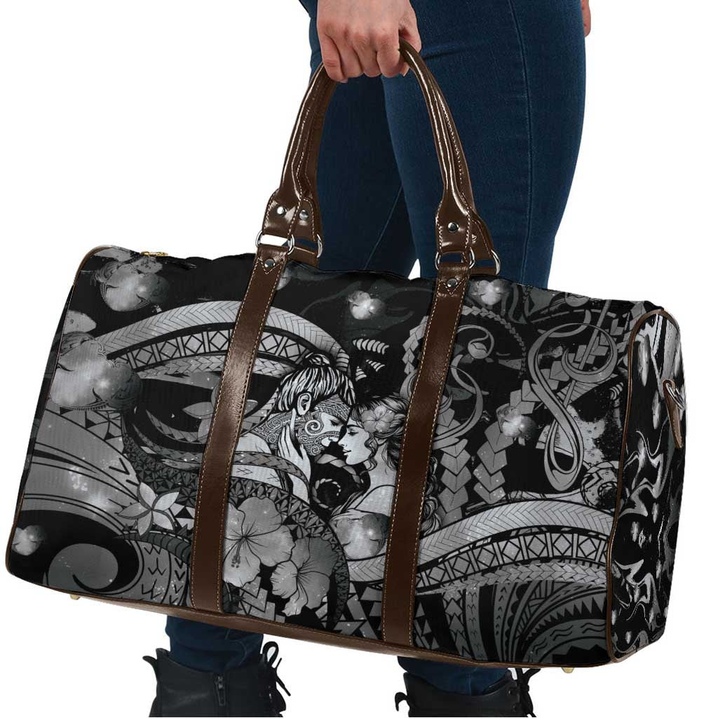 Maori Romantic Valentine Travel Bag The Hongi Kiss Black Galaxy