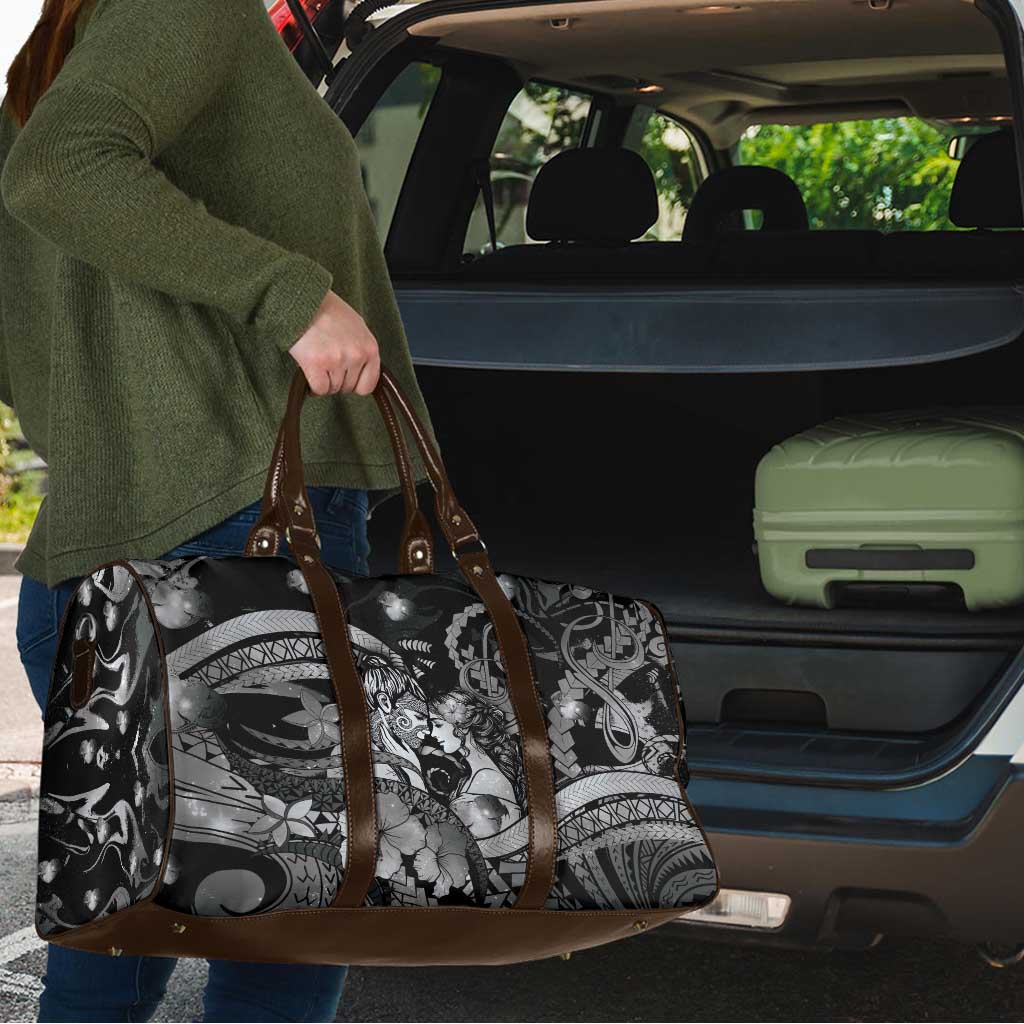 Maori Romantic Valentine Travel Bag The Hongi Kiss Black Galaxy