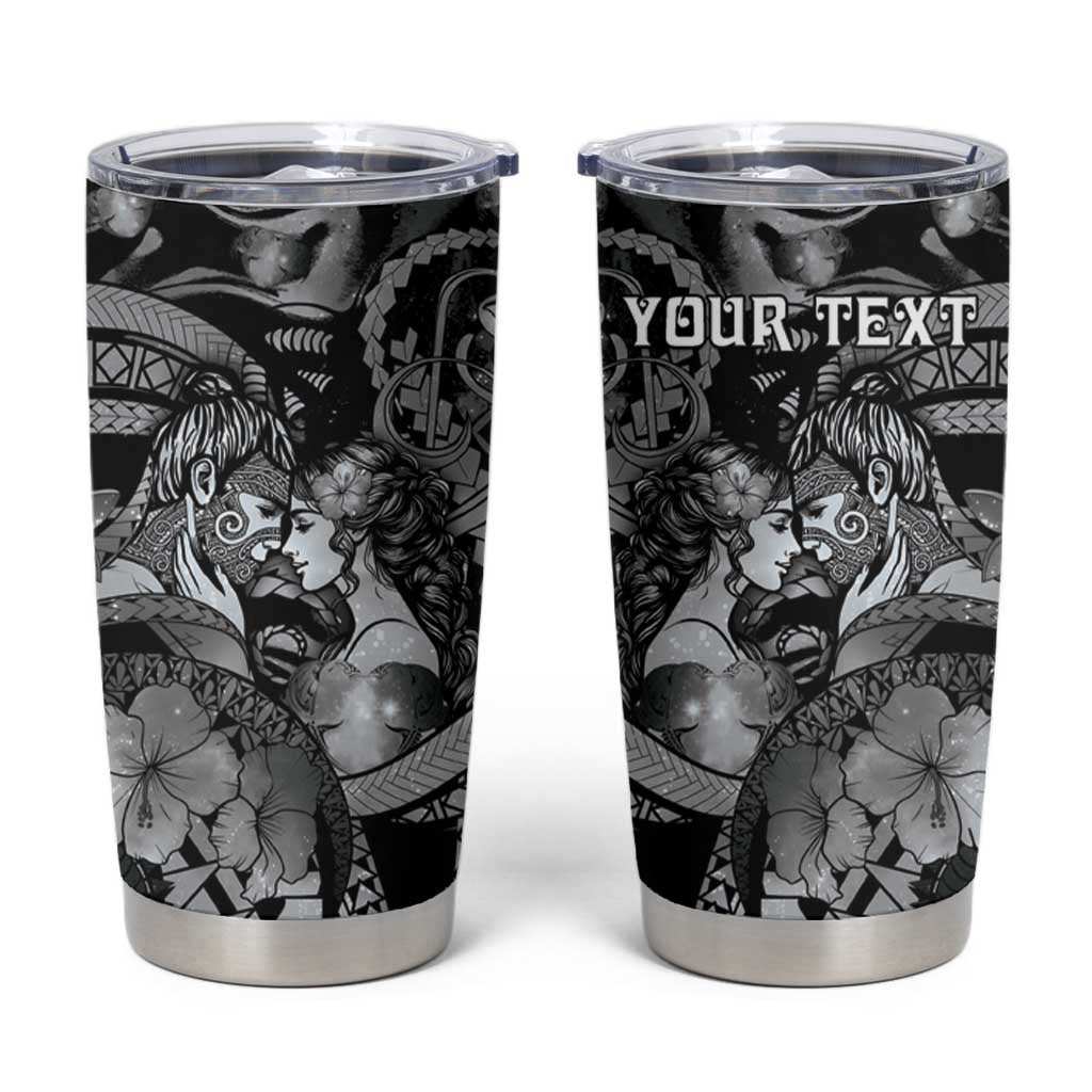 Personalised Maori Romantic Valentine Tumbler Cup The Hongi Kiss Black Galaxy DT05 Black - Polynesian Pride