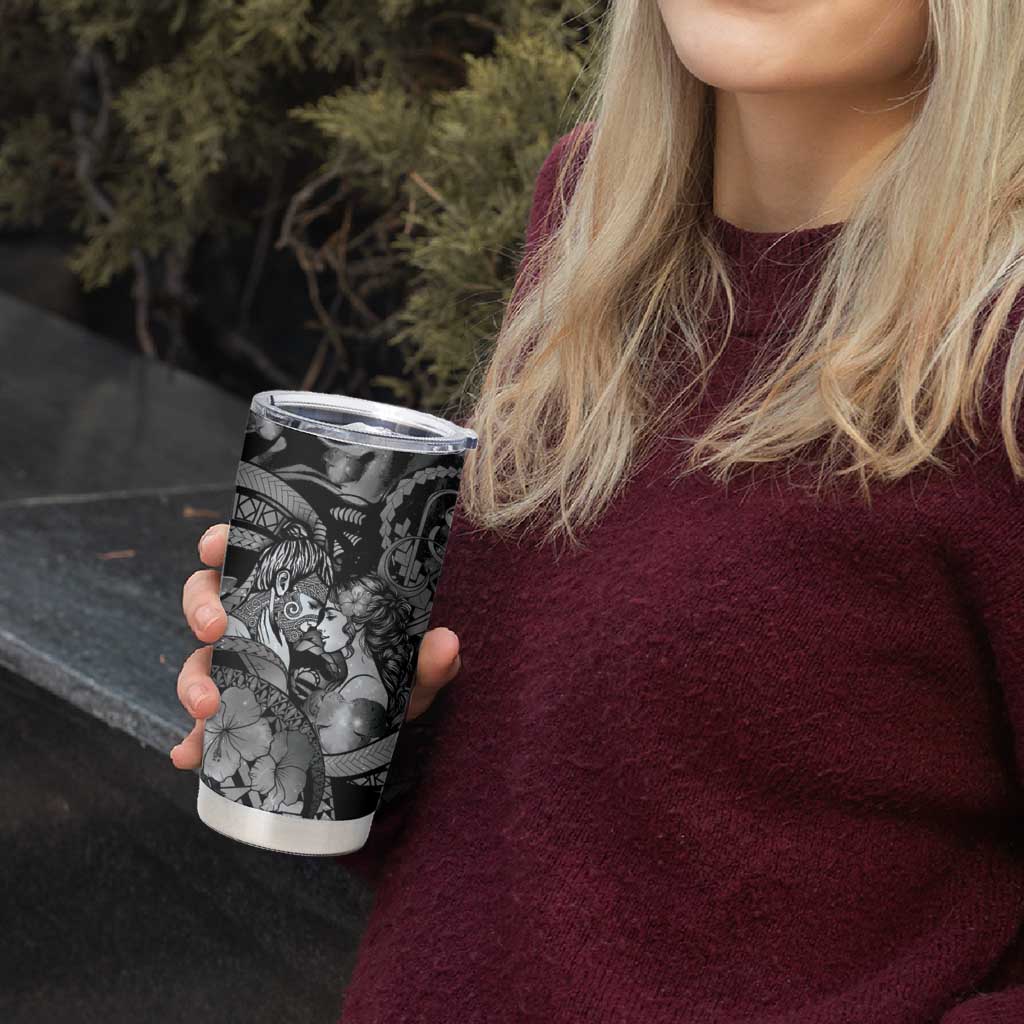 Personalised Maori Romantic Valentine Tumbler Cup The Hongi Kiss Black Galaxy DT05 - Polynesian Pride