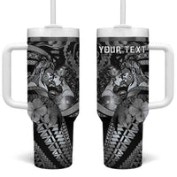 Personalised Maori Romantic Valentine Tumbler With Handle The Hongi Kiss Black Galaxy DT05 One Size: 40 oz Black - Polynesian Pride