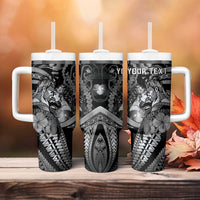 Personalised Maori Romantic Valentine Tumbler With Handle The Hongi Kiss Black Galaxy DT05 - Polynesian Pride