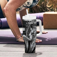Personalised Maori Romantic Valentine Tumbler With Handle The Hongi Kiss Black Galaxy DT05 - Polynesian Pride