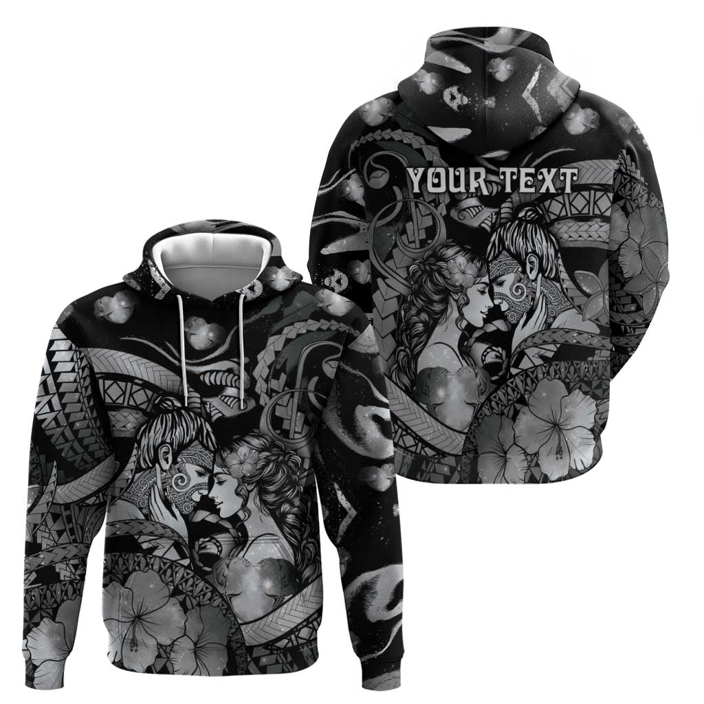 Personalised Maori Romantic Valentine Zip Hoodie The Hongi Kiss Black Galaxy DT05 - Polynesian Pride