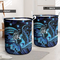 Maori Romantic Valentine Laundry Basket The Hongi Kiss Blue Galaxy DT05 - Polynesian Pride