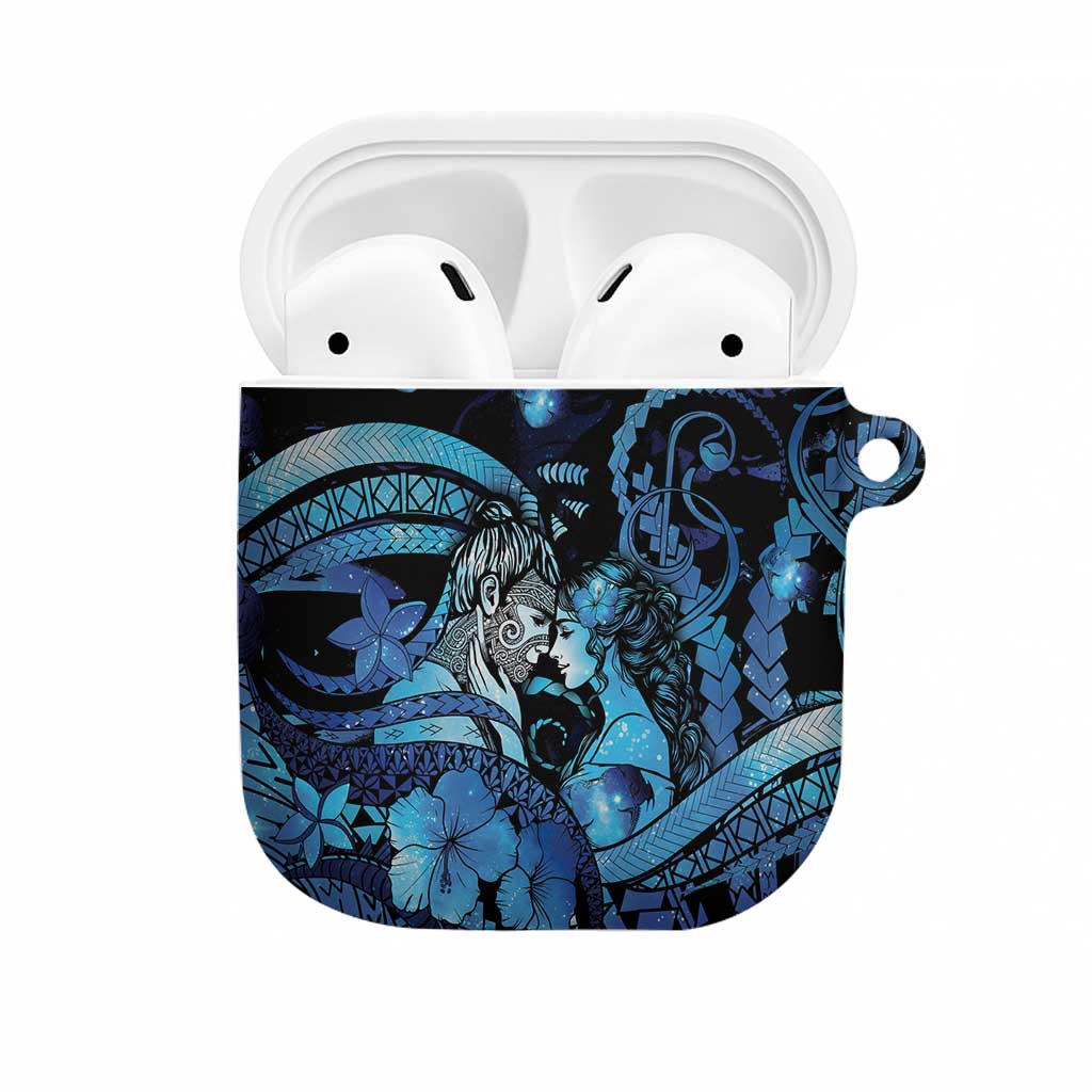Maori Romantic Valentine AirPods Case The Hongi Kiss Blue Galaxy
