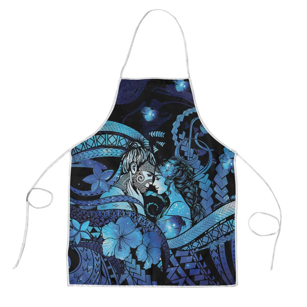 Maori Romantic Valentine Apron The Hongi Kiss Blue Galaxy DT05 Blue - Polynesian Pride