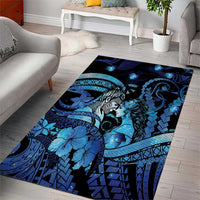 Maori Romantic Valentine Area Rug The Hongi Kiss Blue Galaxy DT05 - Polynesian Pride