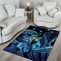 Maori Romantic Valentine Area Rug The Hongi Kiss Blue Galaxy DT05 - Polynesian Pride