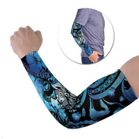 Personalised Maori Romantic Valentine Arm Sleeves The Hongi Kiss Blue Galaxy DT05 Set of 2 Blue - Polynesian Pride