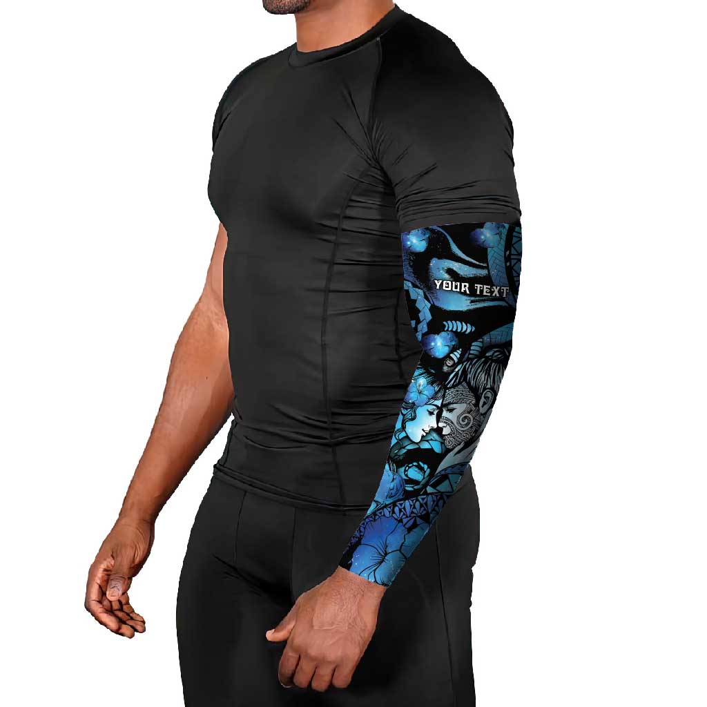 Personalised Maori Romantic Valentine Arm Sleeves The Hongi Kiss Blue Galaxy DT05 - Polynesian Pride