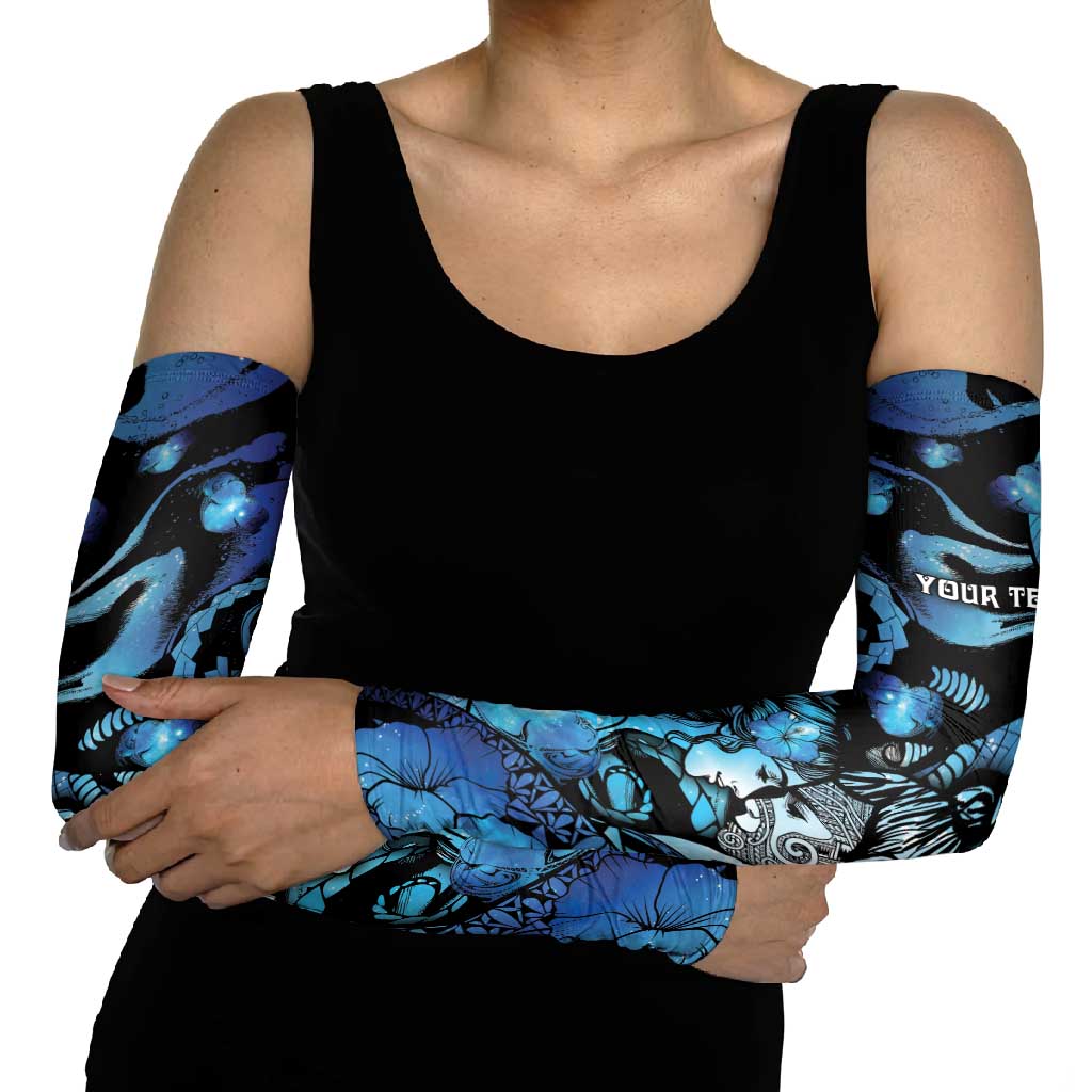 Personalised Maori Romantic Valentine Arm Sleeves The Hongi Kiss Blue Galaxy DT05 - Polynesian Pride