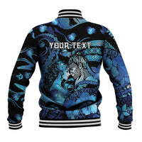 Personalised Maori Romantic Valentine Baseball Jacket The Hongi Kiss Blue Galaxy DT05 - Polynesian Pride