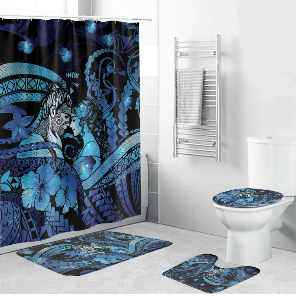 Maori Romantic Valentine Bathroom Set The Hongi Kiss Blue Galaxy DT05 Bathroom Set (4 pcs) Blue - Polynesian Pride