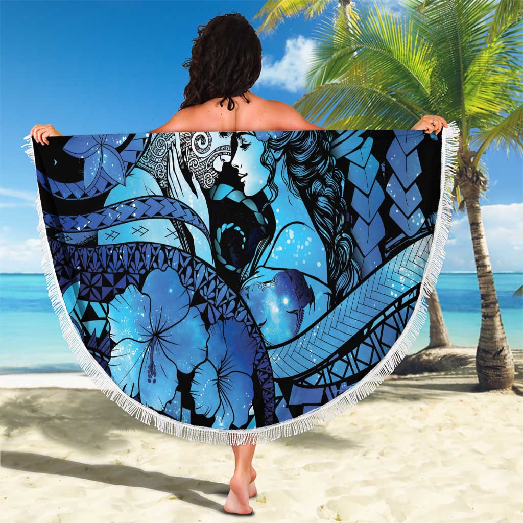 Maori Romantic Valentine Beach Blanket The Hongi Kiss Blue Galaxy DT05 - Polynesian Pride