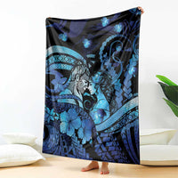 Maori Romantic Valentine Blanket The Hongi Kiss Blue Galaxy DT05 - Polynesian Pride