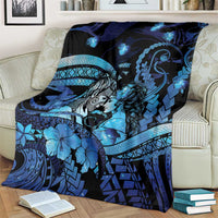 Maori Romantic Valentine Blanket The Hongi Kiss Blue Galaxy DT05 - Polynesian Pride