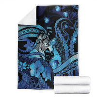 Maori Romantic Valentine Blanket The Hongi Kiss Blue Galaxy DT05 - Polynesian Pride