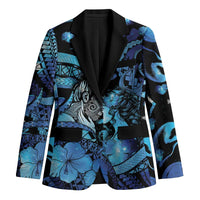 Personalised Maori Romantic Valentine Blazer The Hongi Kiss Blue Galaxy DT05 Unisex Blue - Polynesian Pride