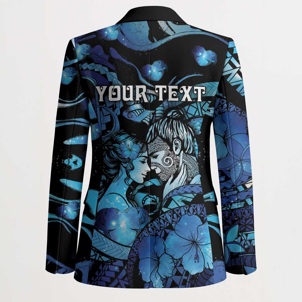 Personalised Maori Romantic Valentine Blazer The Hongi Kiss Blue Galaxy DT05 - Polynesian Pride