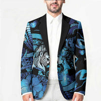 Personalised Maori Romantic Valentine Blazer The Hongi Kiss Blue Galaxy DT05 - Polynesian Pride
