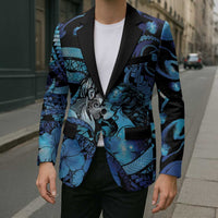 Personalised Maori Romantic Valentine Blazer The Hongi Kiss Blue Galaxy DT05 - Polynesian Pride