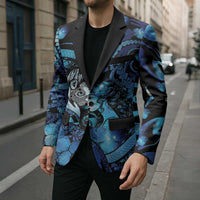 Personalised Maori Romantic Valentine Blazer The Hongi Kiss Blue Galaxy DT05 - Polynesian Pride