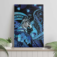 Maori Romantic Valentine Canvas Wall Art The Hongi Kiss Blue Galaxy