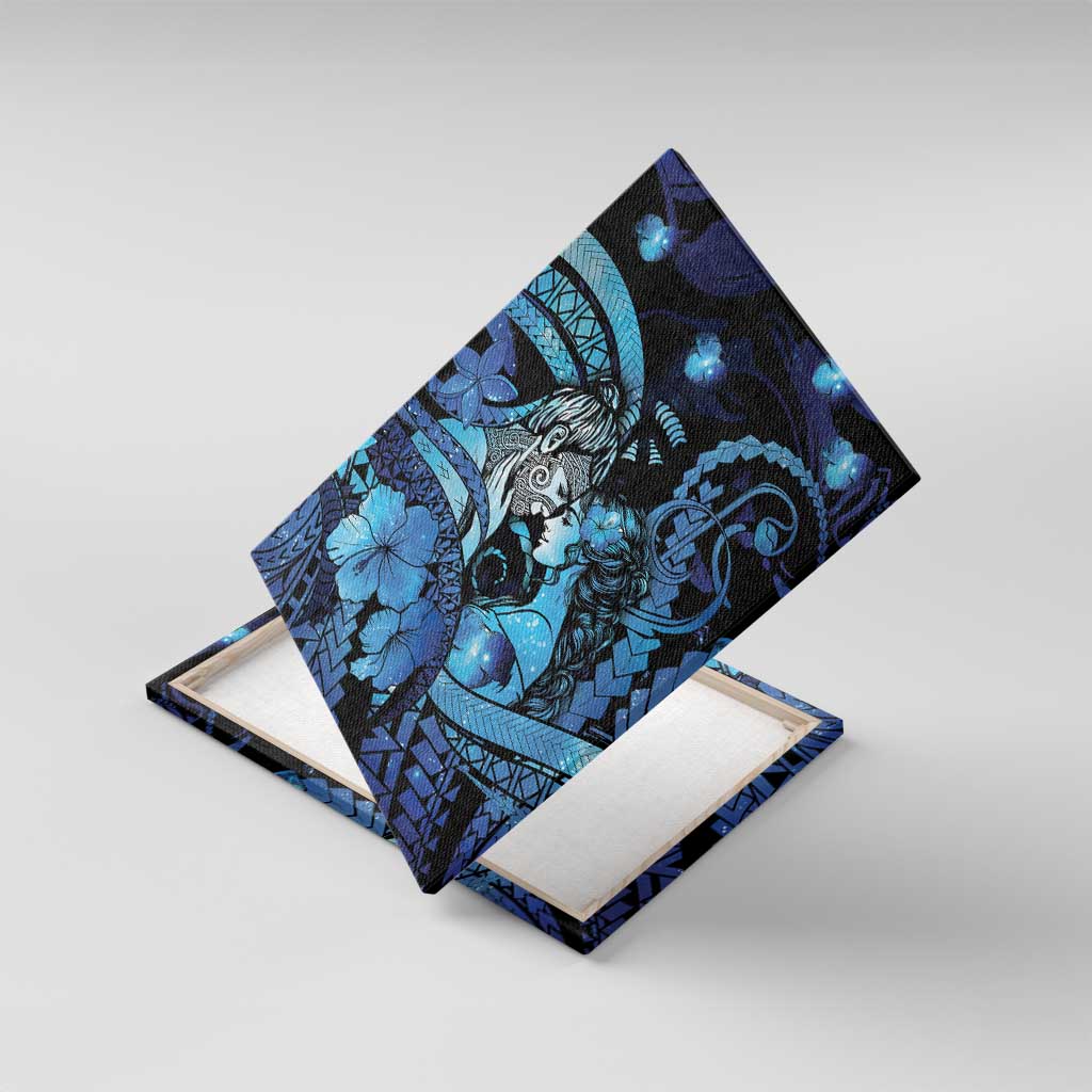 Maori Romantic Valentine Canvas Wall Art The Hongi Kiss Blue Galaxy